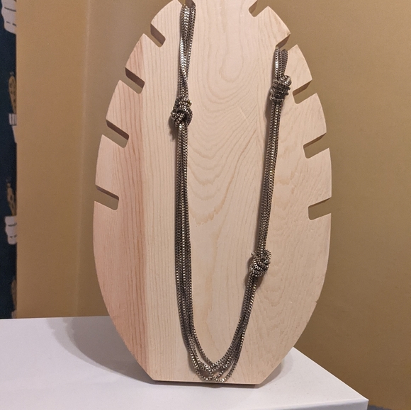 Long knotted chains necklace - silver tone box chain - Picture 13 of 16